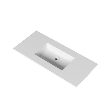 Castello Usa Serenity 48" Solid Surface Vanity Top in White with No Faucet Hole CB-GM-2066-48-NH